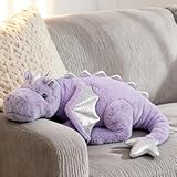 ARELUX Large 36in Cute Dragon Stuffed Animals Plush Toy Soft Purple Pterosaur Plushie Giant Fuzzy Dinosaur Pillow Plushies with Wings Cuddly for Friends Family Member
