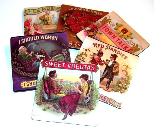 Vintage Arts 6 Assorted Cigar Label Coasters