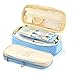Produktbild Shager - 1pcs Federmäppchen Faltbare Groß/Federtasche Mädchen Teenager 4 Fach, Große Kapazität Briefpapier Pouch Stifteetui Mäppchen Leinwand, 21.5 * 10 * 7 CM (Hellblau)