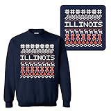 UGP Campus Apparel AW30 - Illinois Fighting Illini Holiday Ugly Sweater Crewneck Sweatshirt - 3X-Large - Navy