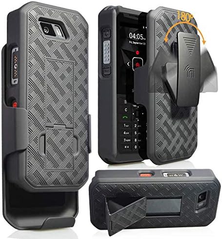 Nakedcellphone Combo Series Compatible with Sonim XP5s Case, Kickstand Hard Cover with [Rotating/Ratchet] Belt Clip Holster Combo for XP5800 - Black