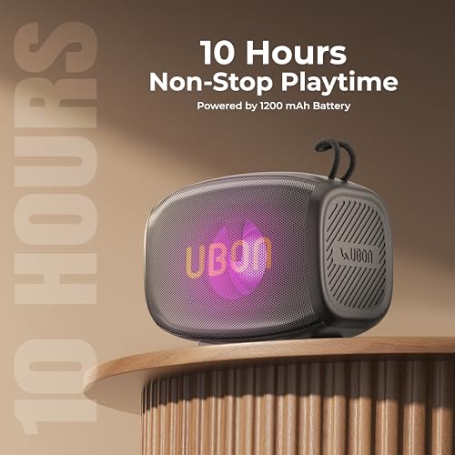 Image of UBON Yodha SP-42, 10 watt Portable Bluetooth Speaker, 10 Hours Long Playtime, RGB Lights, Multiple Connectivity Wireless Party Speaker (Black)