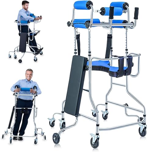 Rollator für Erwachsene mit Sitz, verstellbare Höhe und Breite, robuster Stahlrahmen, unterstützt 100 kg für verbesserte Stabilität und Komfort