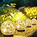 TARANEM Solar Lights Outdoor Waterproof 30LEDS, 4 Pack Cracked Glass Solar Globe Lights Outdoor with Auto On/Off, Outside Decorations for Yard,Garden,Patio, Pathway,Landscape - Warm White