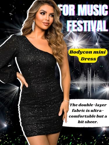 Sparkly Outfits for Women,One Shoulder Ruched Bodycon Short Prom Dress,Sexy Dresses Cocktail Homecoming Nye4