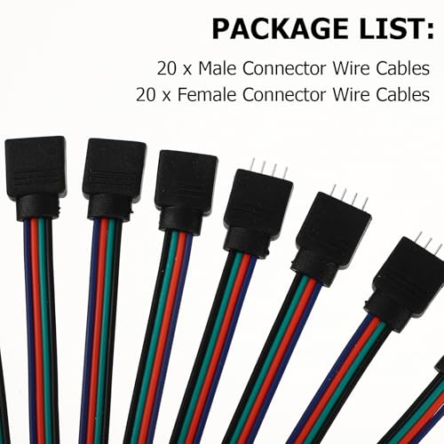 Pack de 40 conectores rápidos para tiras de luces LED RGB de 4 pines y material resistente 3
