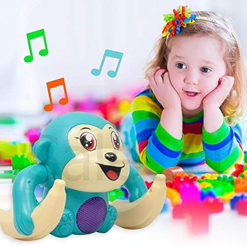 Image of Battery Operated Voice Control Monkey Toy with Musical, Dancing, Spinning,Rolling and Sensor Feature for Gifts /Kids /Babies /Boys /Girls|Blue Color, Power Source:3xAAA Battery(Not Included)
