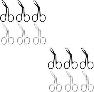 FOMIYES 12 pçs pinça de sobrancelha aço inoxidável tesoura alça pinça de cílios ponta reta pinça para sobrancelha arrumar lascar cabelo encravado remoção preta/prata