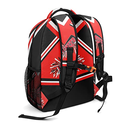 Red Black Cheer Custom Name Backpack Waterproof Casual Daily Pack for Gift Hiking Camper Pack2