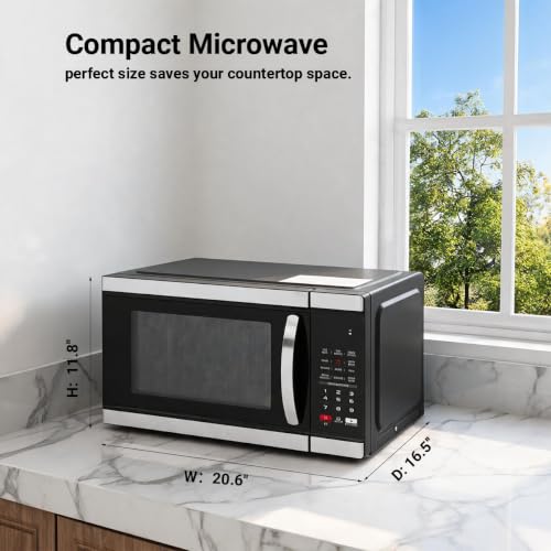 Image of 1.1 Cu.Ft Countertop Microwave Oven, 1000W Large Capacity Microwave with 10 Power Levels, 6 Auto Cooking Menus for Kitchens, Apartments, and Offices