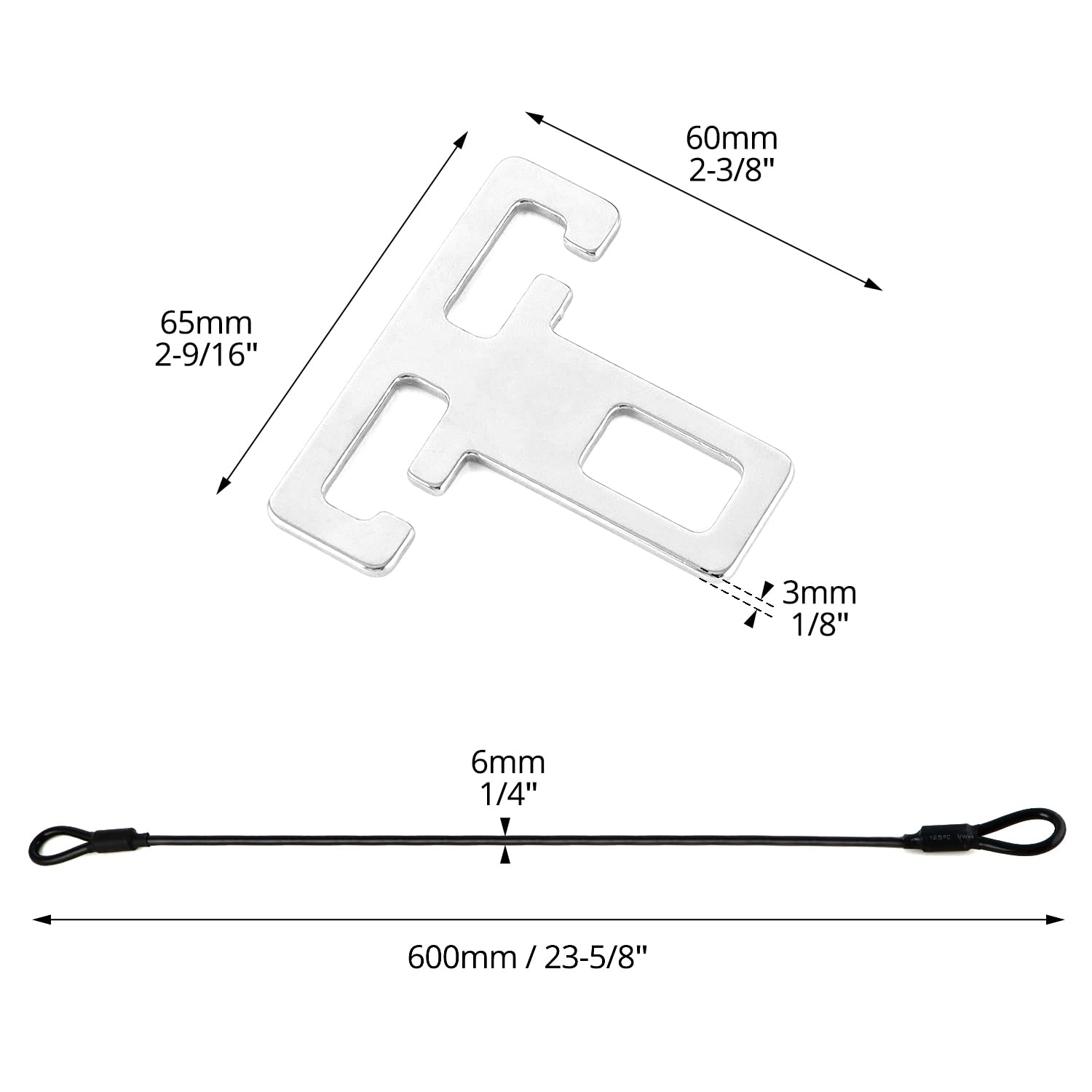 QWORK 2 Protezioni Antifurto Per Auto Con Cavo In Acciaio 60x0,5 Cm - 4