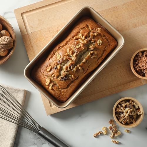 Image of Martha Stewart Gallen 9 Inch Nonstick Carbon Steel Loaf Pan - Champagne, Durable Bakeware for Even Baking and Easy Release