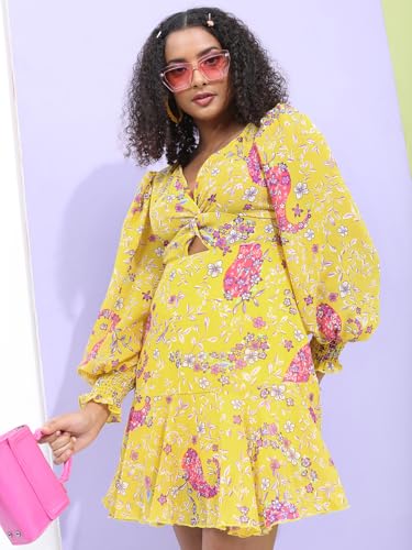 Image of Tokyo Talkies Women's Three-Quarter Sleeves Sweet Heart Neck Printed Dresses | Stylish Dresses | Casual Dresses