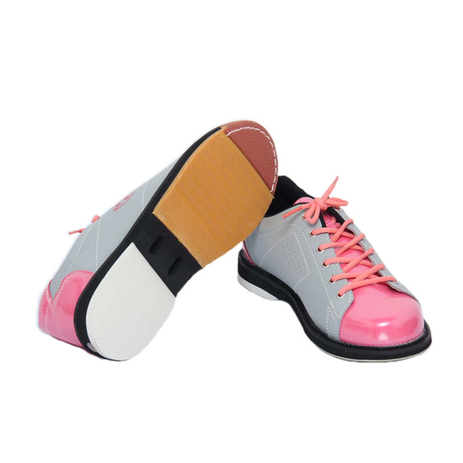 JiuQing Chaussures De Bowling pour Femmes en Cuir À Lacets pour Débutants Semelles Coulissantes pour Hommes