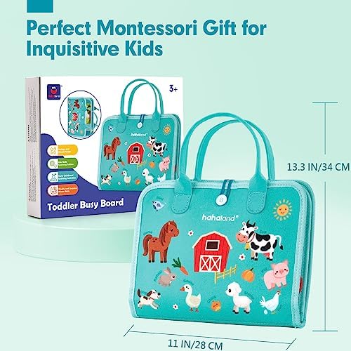 hahaland Toddler Busy Board - Toddler Montessori Toys for 1 2 3 Year Old Boys Girls, Montessori Busy Board for Toddlers 1 2-4 Year Old, Educational Learning Toys Gifts for Boys Girls (Farm) 7 51P 23ymPoL. AC