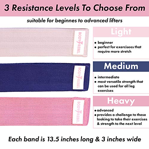 Body Rebel Fabric Resistance Band | Non-Slip Hip Band Perfect for Gym Or Home Workouts | Single Glute Band Options for All Fitness Levels (Navy - Medium Resistance)