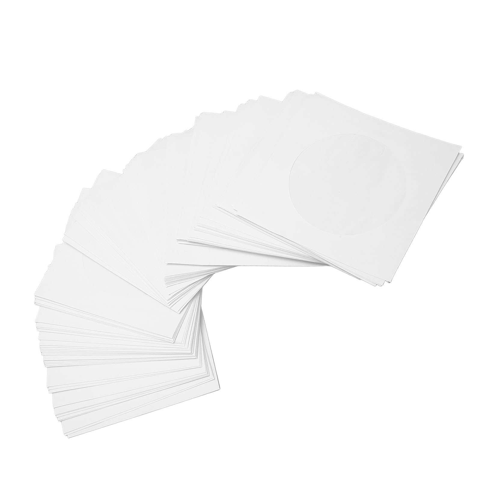 SIXRUN Okładki na Płyty CD 100 Sztuk Papierowych Okładek na DVD z Przezroczystym Okienkiem, Pyłoszczelne Koperty Wielokrotnego Użytku na Mini Dyski 8 Cm, Kompaktowe Miejsce do Przechowywania w
