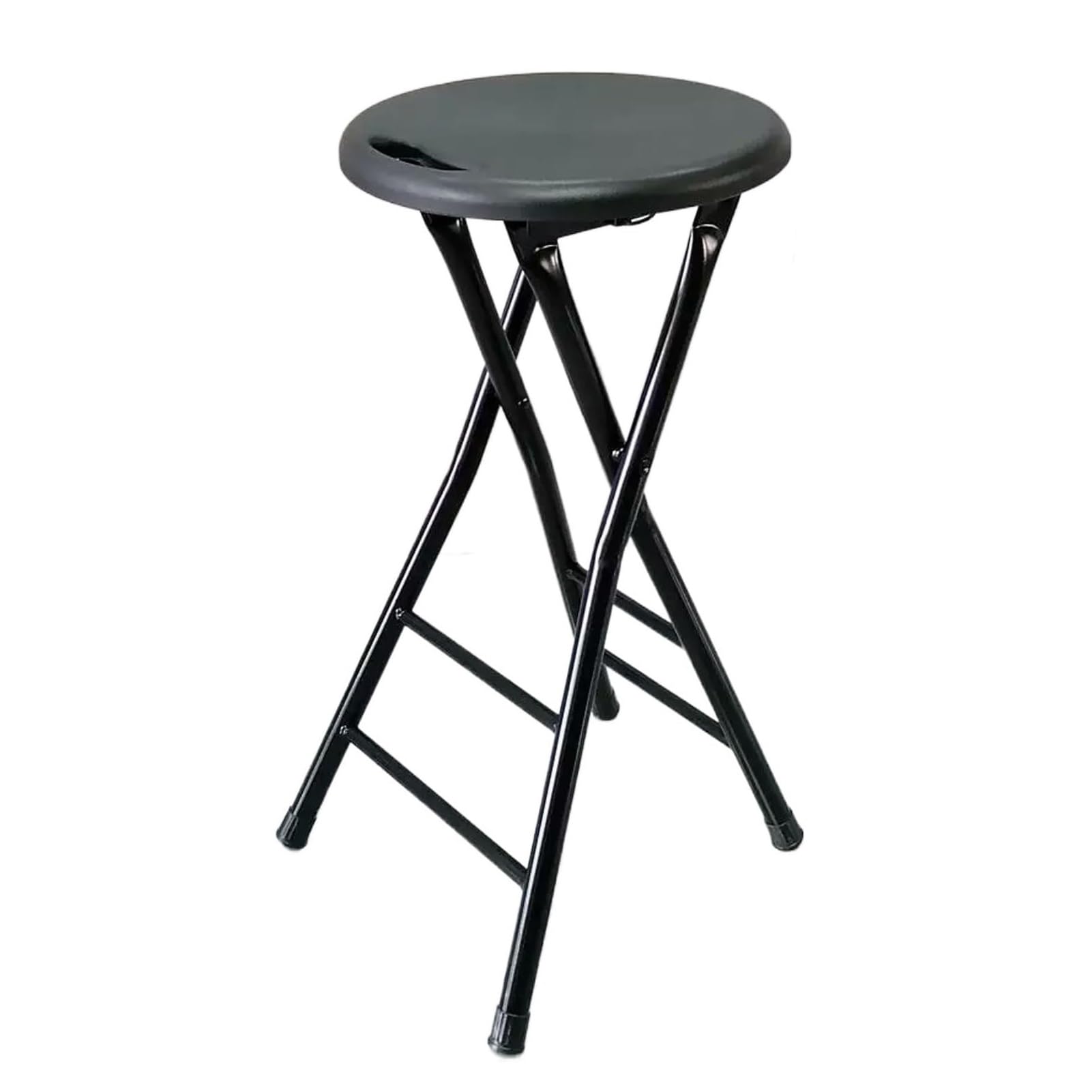 Taburete de bar plegable de plástico portátil de 24/28 pulgadas con asas para adultos, silla de cocina plegable para uso en interiores y jardín, taburete alto plegable negro para actividades al aire