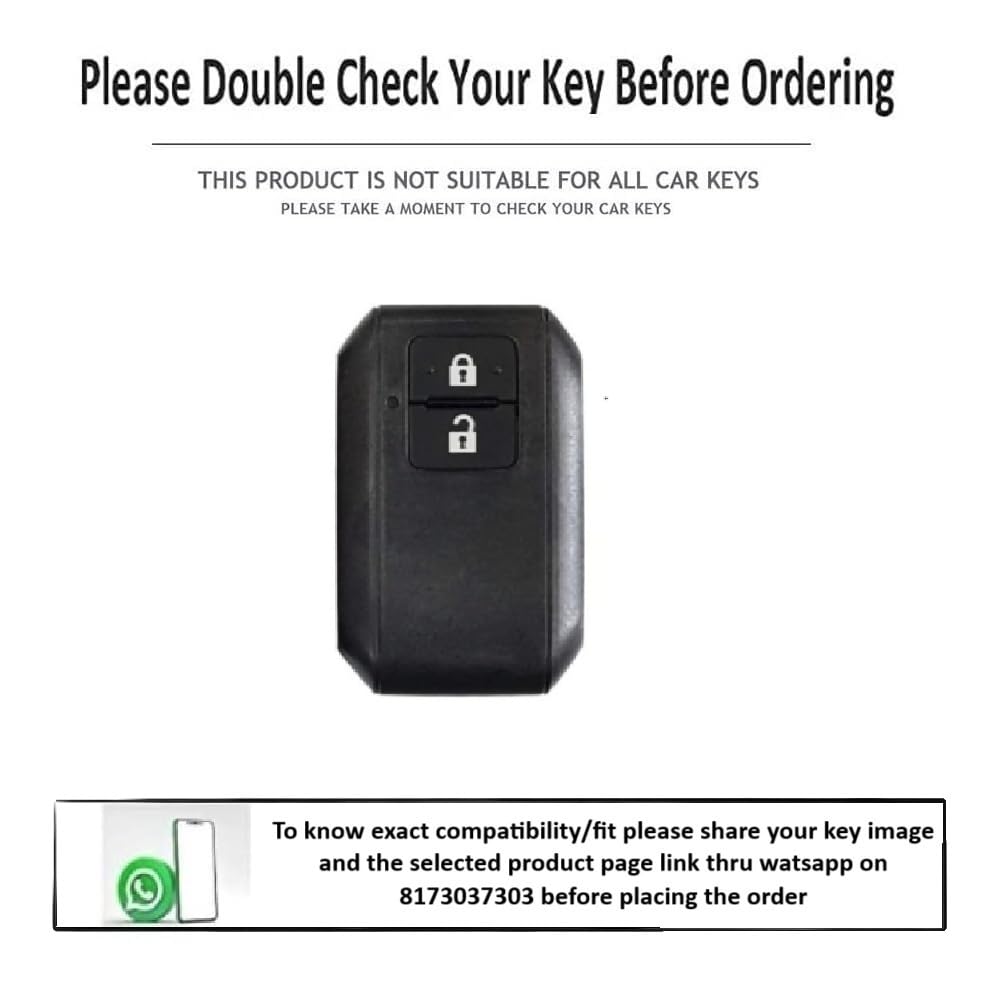 Image of JVCV Car Styling Soft Handmade Leather Key Cover Compatible with Suzuki Jimny Fronx Grand Vitara Victoris Baleno XL6 Swift Ertiga, Dzire Urban Cruiser Glanza, Hyryder (2 Button Smart Key, Brown)