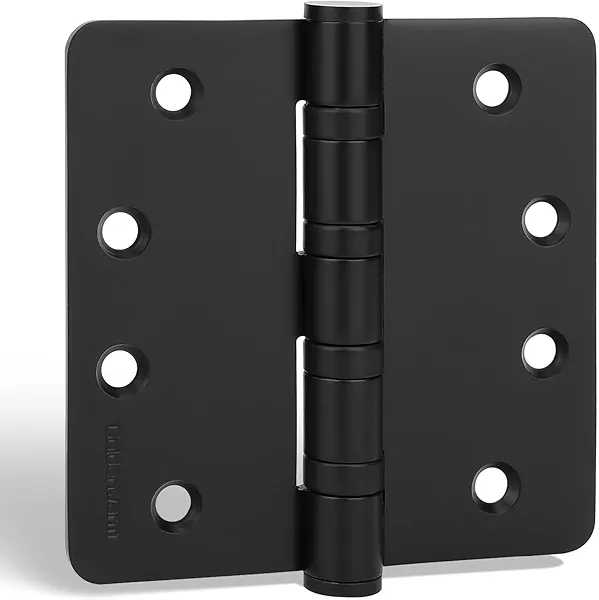 goldenwarm 3 Pack 4'' Black Ball Bearing Door Hinges – Heavy Duty Stainless Steel Hinges for Interior & Exterior Doors, 1/4'' Radius Corners