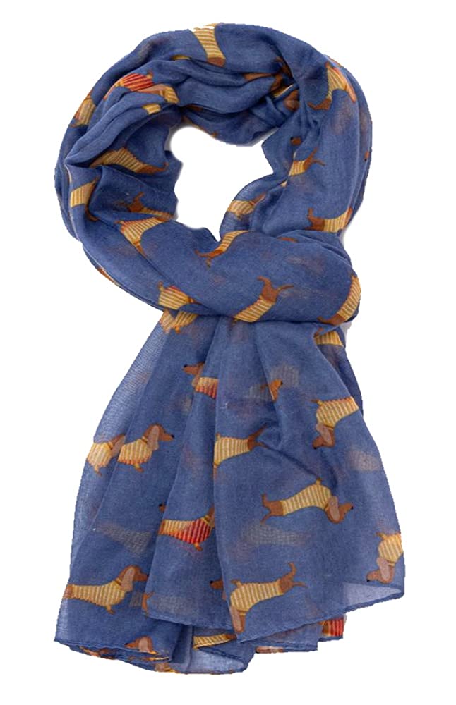 LilyRosa® Dachshund Scarf Grey Navy Blue Teal Red Turquoise Soft Ladies Sausage Dog
