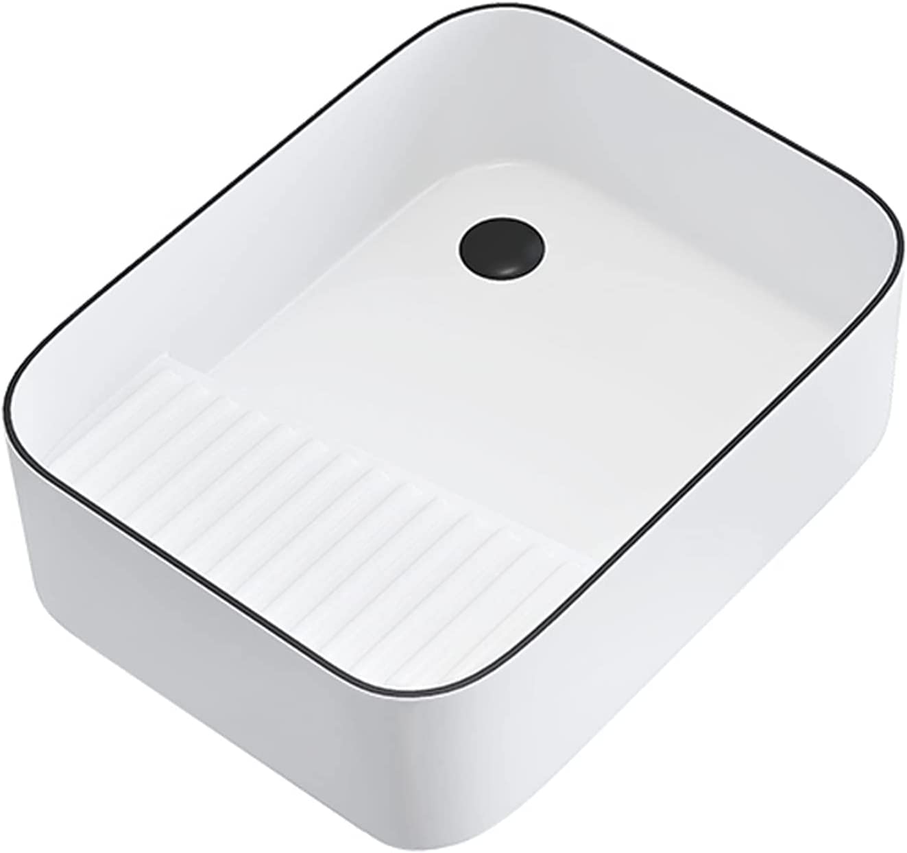 Vasque en porcelaine blanche haut de gamme au design graphique