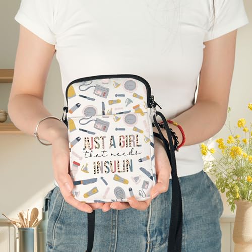 G2TUP Diabetes Insulin Crossbody Bag Diabetes Awareness Gifts Just A Gil That Needs Insulin Shoulder Bag Diabetic Supply Kit4