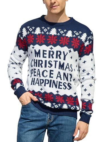 YIJIU Men's Ugly Christmas Sweater Long Sleeve Crew Neck Knitted Sweaters Xmas Holiday Funny Pullover Knitwear Tops
