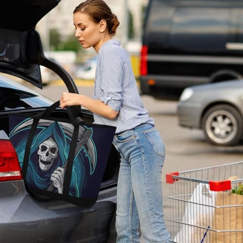 Large Insulated Reusable Tote Bag Skeleton Big Sword for Grocery Shopping for Women Men, Cooler Bag with Zippered Top & Handles for Travel Beach Picnic4
