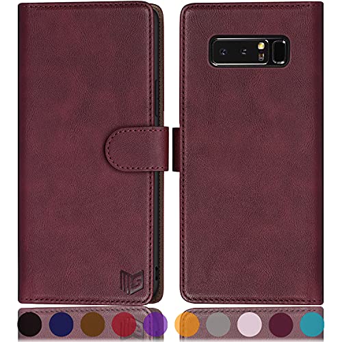 Housse Samsung Note 8 SUANPOT en similicuir vin rouge aux finitions soignées