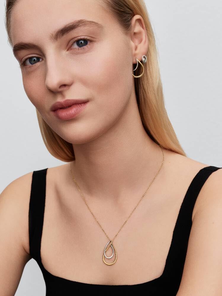 PANDORA Essence Bicolor Doppel-Anhänger Halskette mit Sterling-Silber und 14k vergoldeter Metalllegierung und Zirkonia, Größe 50cm, 364668C00-50