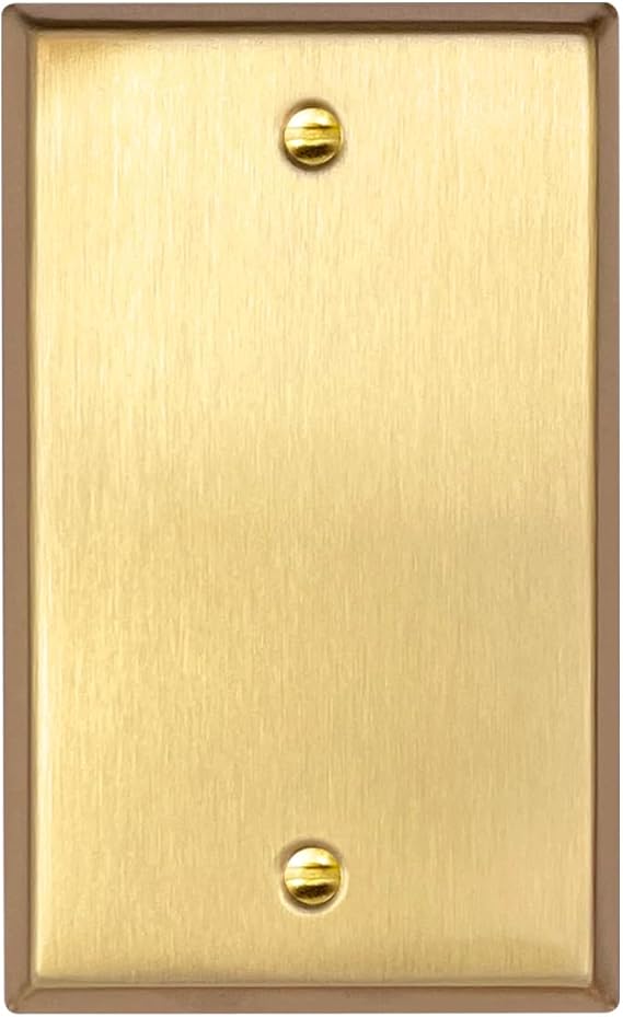 Rio Salto BRASS Antique Metal Gold Blank Wall Plate MIDSIZE Blank Outlet Cover Cover For Unused Outlets Wall Switch Covers Child Safe Device Outlet Safety Vintage 1-Pack Matte Gold (Blank, 1-Gang