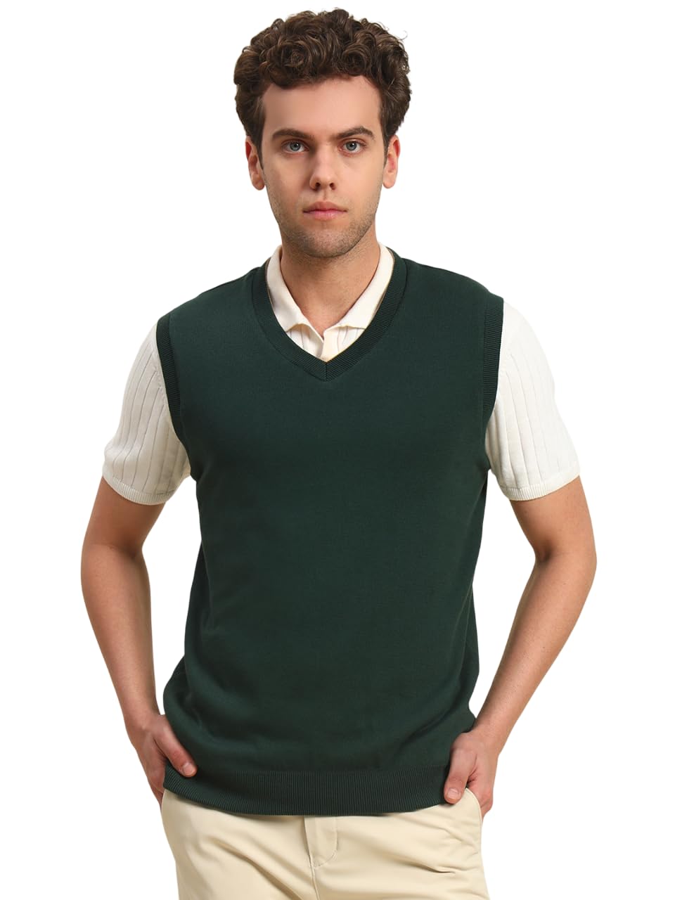 cantabil Sweater for Men | Winter Wear Acrylic Fabric Pull-On Closure V-Neck Regular Fit Solid Pattern-picture-39