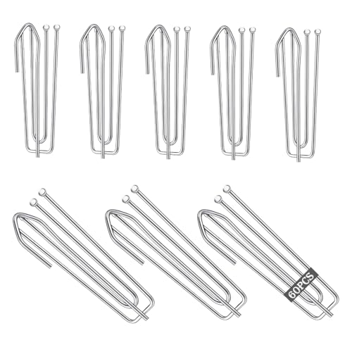 60 stuks gordijnhaken van roestvrij staal, gordijnhaken met 4 tanden, gordijnhaken voor zware gordijnen en plooien