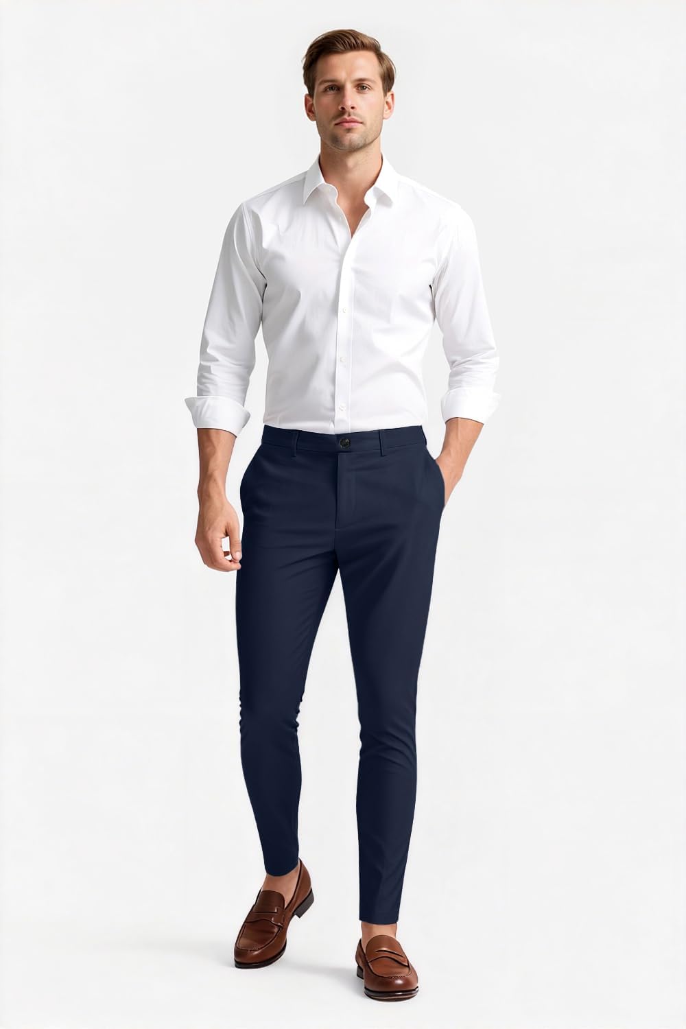 GINGTTO Chino Homme Pantalon Skinny fit Extensible Slim Trousers Stretch Ajustée Chinos