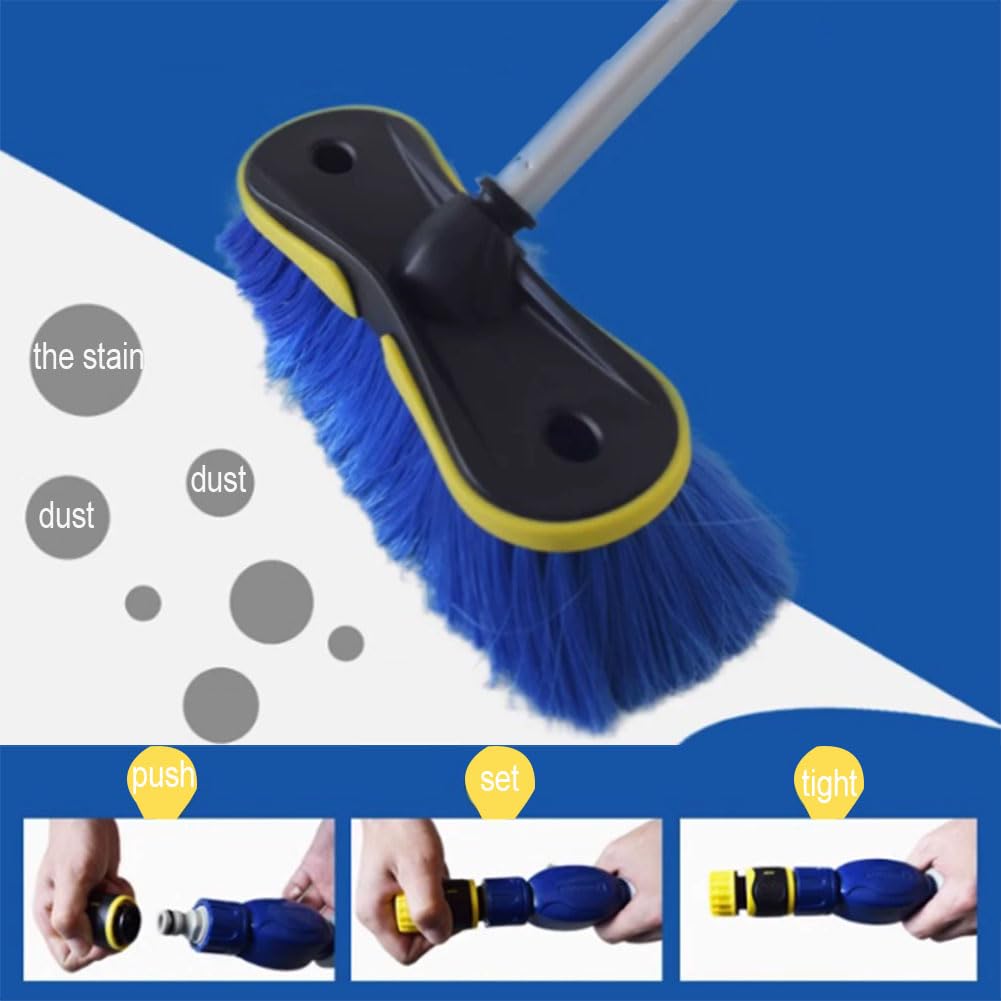 Brosse Lavage Auto Haute Pression Brosse De Lavage Télescopique Toiture & Voiture – Perche Rotative 360° Avec Raccord Tuyau, Kit Nettoyage Solaire & Camping-Car