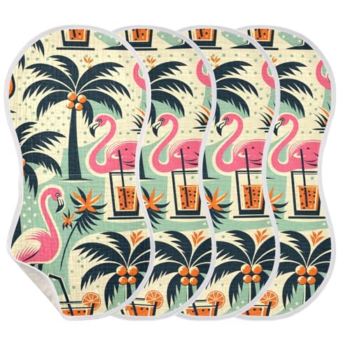 Muslin Burp Cloth for Baby 1PC Tropical Trees Flamingos Drinks Super Absorbent Burping Cloths, Bibs for Newborn Boys Girls3