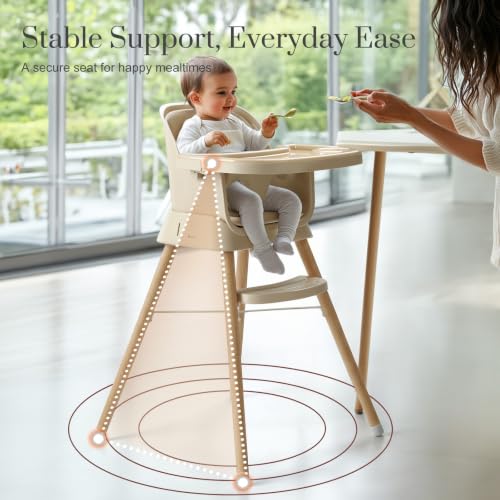 Image of Mallify 6 in 1 Convertible Baby High Chair with Removable Double Tray | Adjustable Infant Booster Seat, Steel Frame, Highchairs for Babies and Toddlers with 5-Point Harness, Easy to Clean & Install
