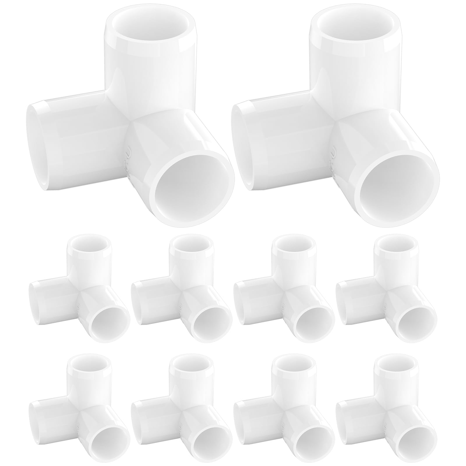 Photo 1 of 1 Inch 3 Way PVC Fittings, Furniture Grade SCH40 PVC Tee Elbow Corner Connectors for DIY Furniture, Greenhouse & PVC Structures, 10-Pack