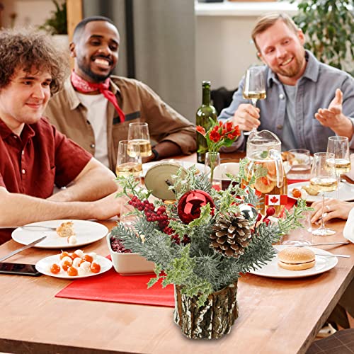Mini árvore de Natal branca, pequena árvore de Natal de mesa flocada mini árvore artificial com dive