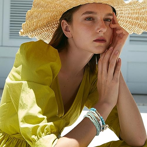 Fibo Steel 6 Sets Bohemian Stackable Bead Bracelets For Women Girls Stretch Multilayered Bracelet Set Multicolor Jewelry,Small Beads Elegant Style #TOP1