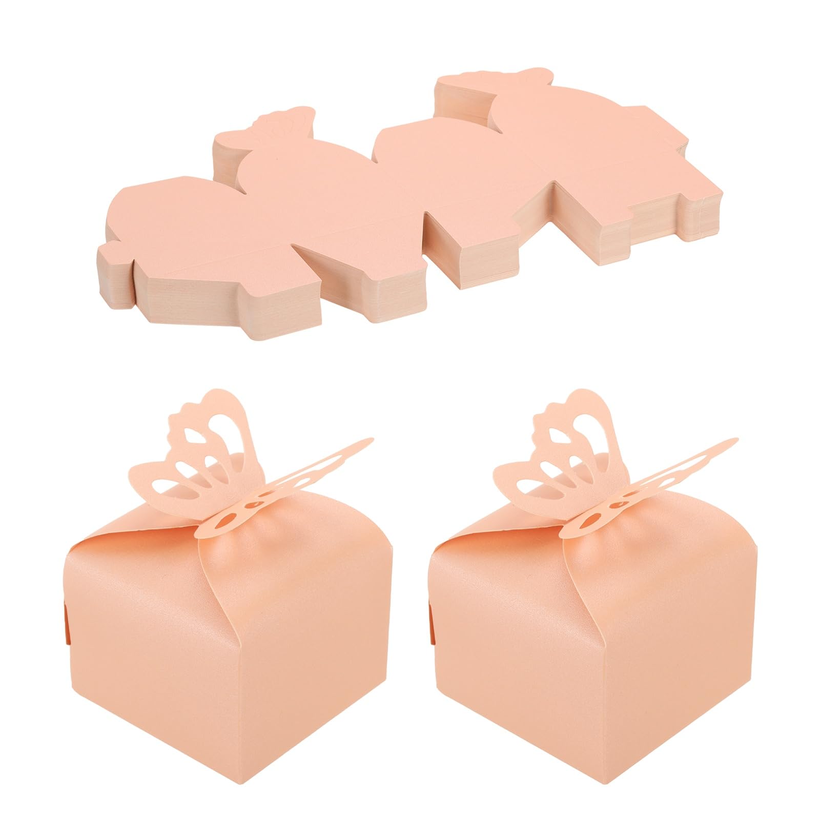 PATIKIL 6cm x 6cm x 5.5cm Favor Boxes, 60 Pcs Candy Party Butterfly Gift Boxes for Wedding Mother's Day Easter Anniversary Christmas Graduation Celebration, Fantasy Pink