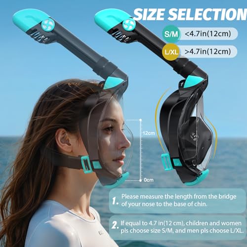 Máscara de Snorkel facial completa, antiempañante 180°, tapa seca para adultos miniatura 3