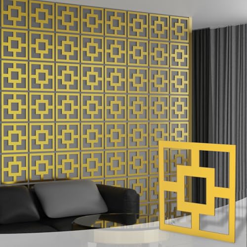 Décoration murale minimaliste 16 pièces dorées à effet mat texturé