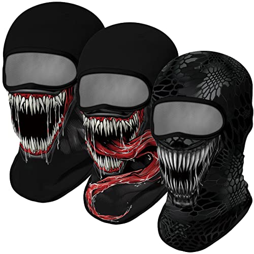 Image of Red Plume 3PCS Balaclava Full Face Mask Ski Mask UV Protection Cover Motorcycle Full Face Mask for Men Women Outdoor Sports