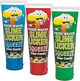 TOXIC WASTE - Slime Licker Squeeze - Sour Squeeze Slime Candy - Green Apple, Blue Razz, & Cherry Flavors - 2.47 oz. Tubes - 3-Pack