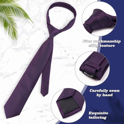 Image of Alizeal Mens Vintage Solid Plaid Tie with Pocket Square 3.15inches Necktie Set