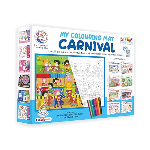 Image of Ratna's My Coloring Mat Carnival Printed Mat of Size 40 x 27 Inches, Washable & Reusable Colouring Kit for Kids 3+ Years