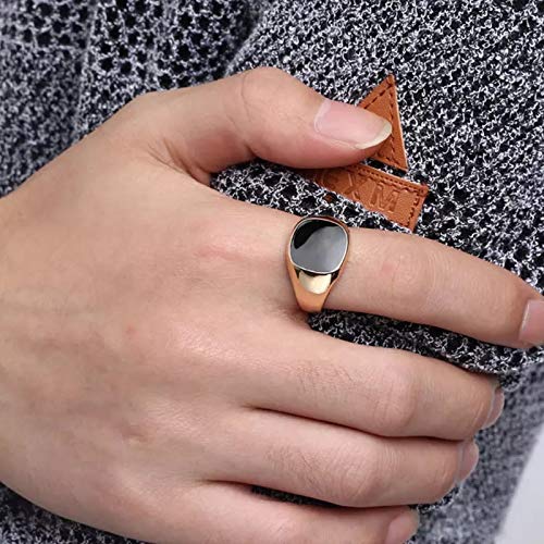 ANEL MASCULINO DOURADO PEDRA ONIX AÇO TITÂNIO A1742 (25)