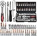 46 PCS Socket Wrench Set, Mechanic Tool Kit Quick-release Ratchet, 1/4